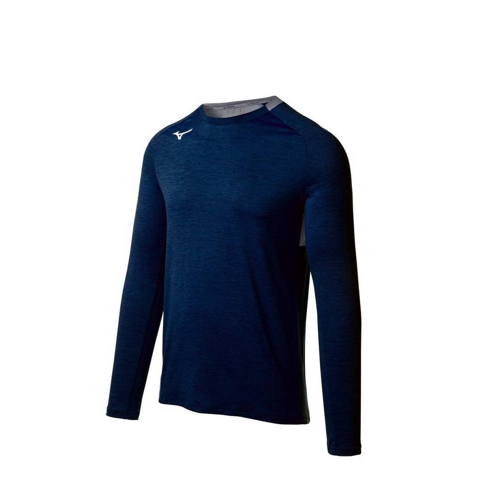 Mizuno Alpha Long Sleeve Férfi Futópóló Sötétkék HNM264309